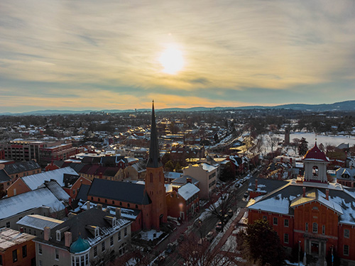 Aerial view of West Church St Frederick, Maryland