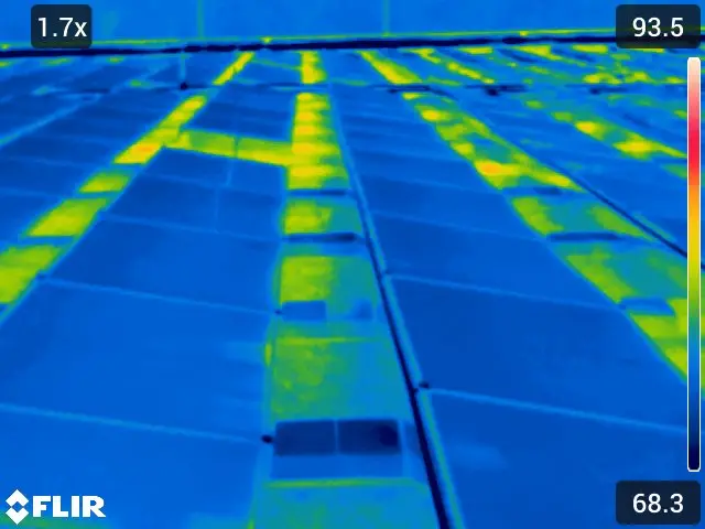 Thermal image of solar panels