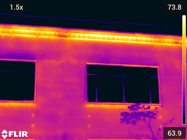 Thermal image of moisutre leaks at doors and windows