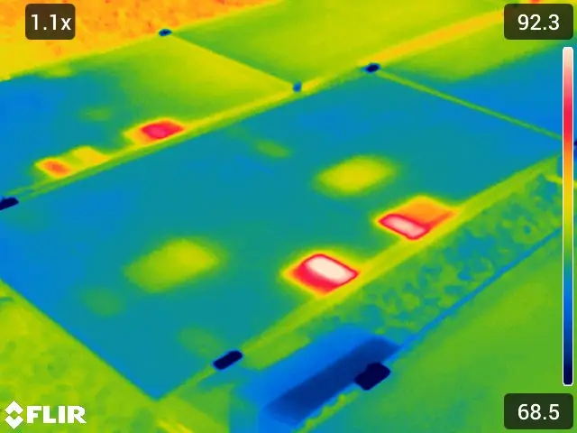Thermal image of solar panels
